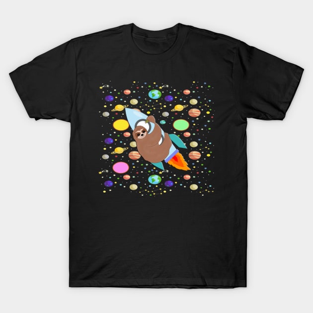 Sloth in Space T-Shirt by Barnyardy